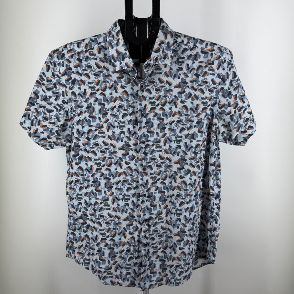 Rodd & Gunn Mens Sports Fit Abstract Print Cotton Short Sleeve Button Down M